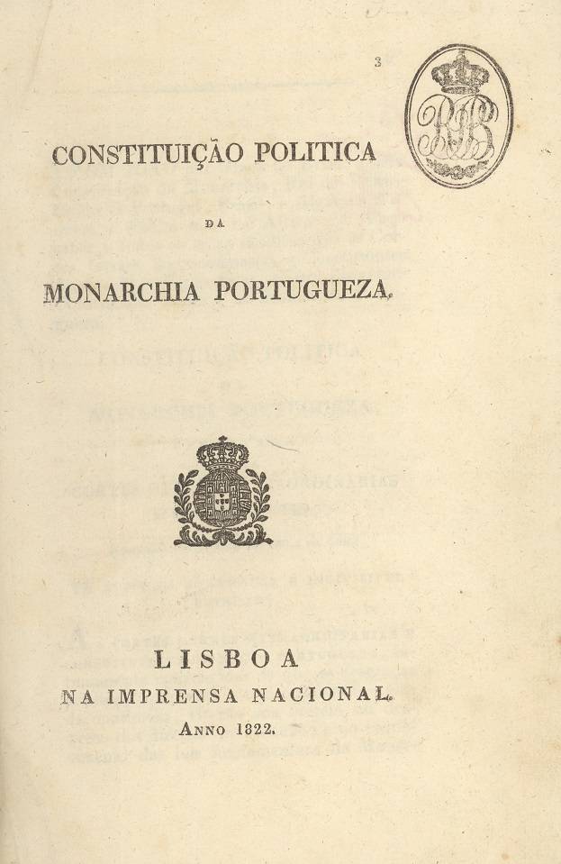 Constituição Política da Monarchia Portugueza, de 1822, disponível online