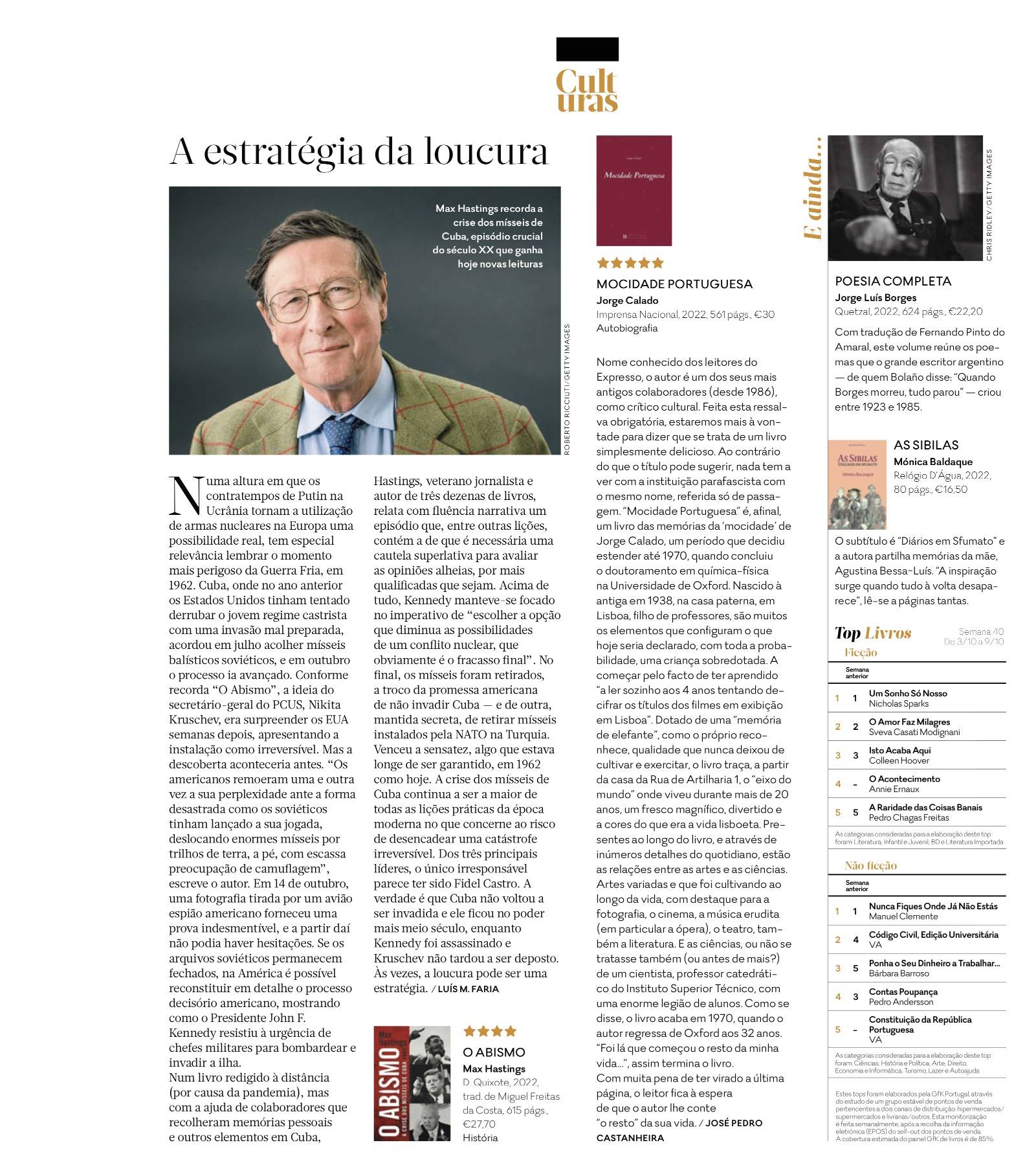 Mocidade Portuguesa, de Jorge Calado, com 5 estrelas no semanário Expresso